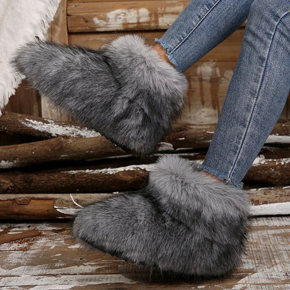 New Woman Boots High Boots Over-the-knee Fur Snow Boots Women's Fashion Warm Wool-like Plus Velvet Padded Winter Platform Shoes