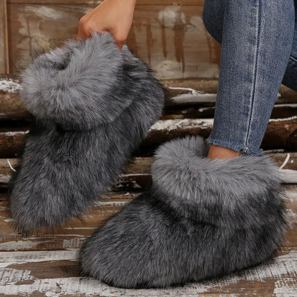 New Woman Boots High Boots Over-the-knee Fur Snow Boots Women's Fashion Warm Wool-like Plus Velvet Padded Winter Platform Shoes
