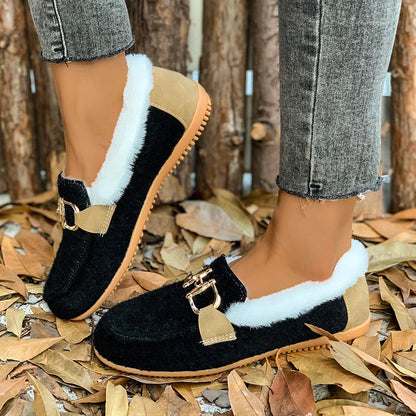 New Women Snow Flats Boots Winter Warm Plush Outdoor Boots Women Winter Casual Flats Shoes Women Fashion Flat Comfortable Shoes
