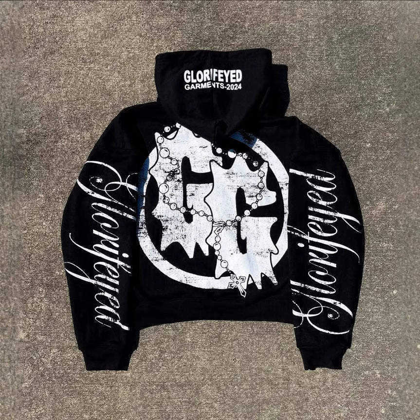 Y2K Graphic Print Zipper Hoodie