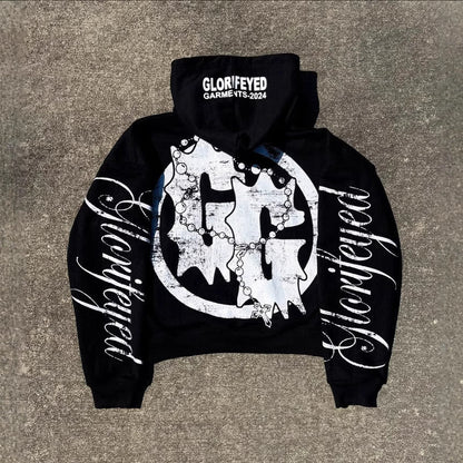 Y2K Graphic Print Zipper Hoodie