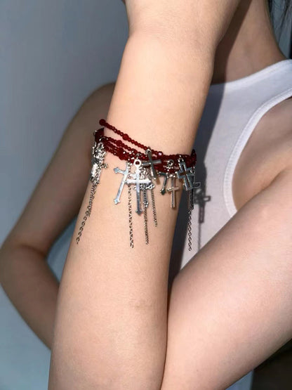 Dark Cross Versatile Summer Tassel Choker Necklace