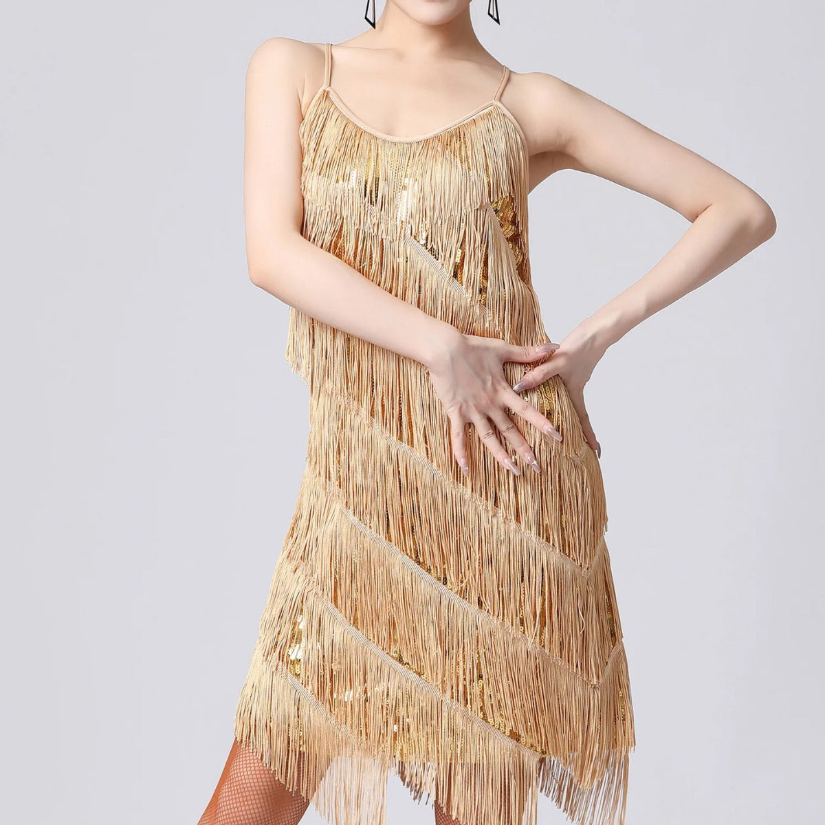 Sexy Tassel Sequin Spaghetti Strap Cocktail Dress