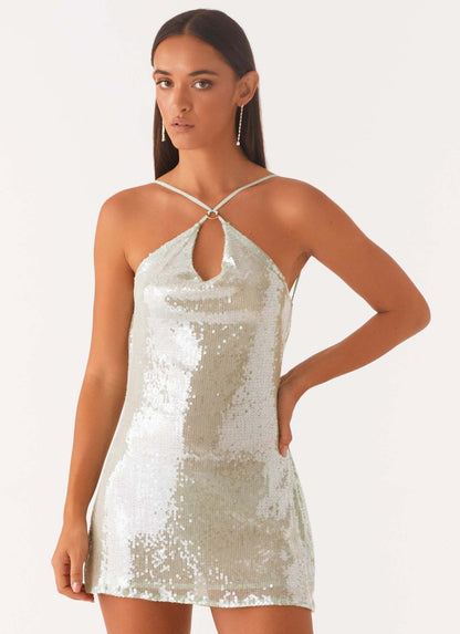 Sexy Halter Backless Sleeveless Sequin Dress