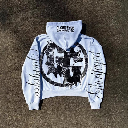 Y2K Graphic Print Zipper Hoodie