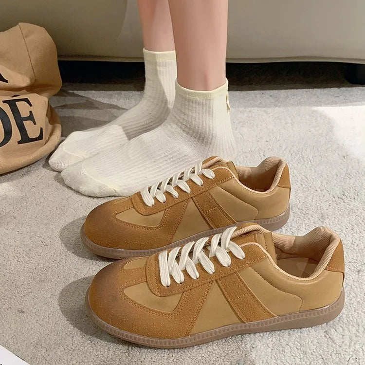 Outdoor Jogging Sneakers Women Suede Leather Patchwork Running Shoes Woman High Quality Lace Up Round Toe Leisure Trainers