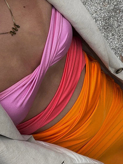 Strapless Hollow Out Backless Midi Dress