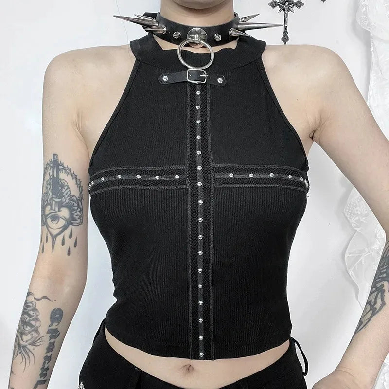 Punk Streetwear Backless Off Shoulder Crop Top