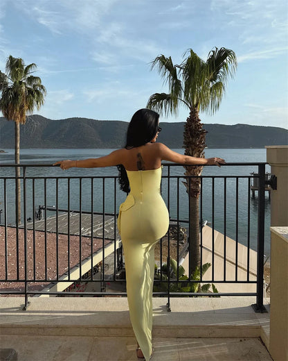 Mermaid Strapless Slit Prom Party Dress