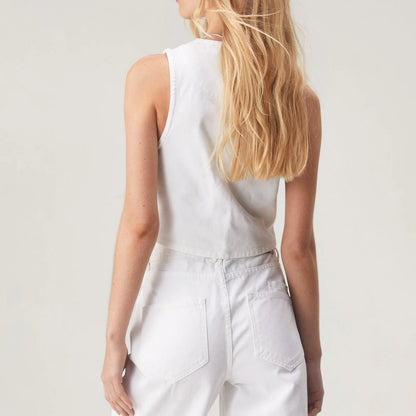 Vintage Denim Halter Tie-Up V-Neck Waistcoat Cami Top