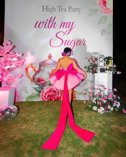 Bow Decor Strapless Mini Party Dress