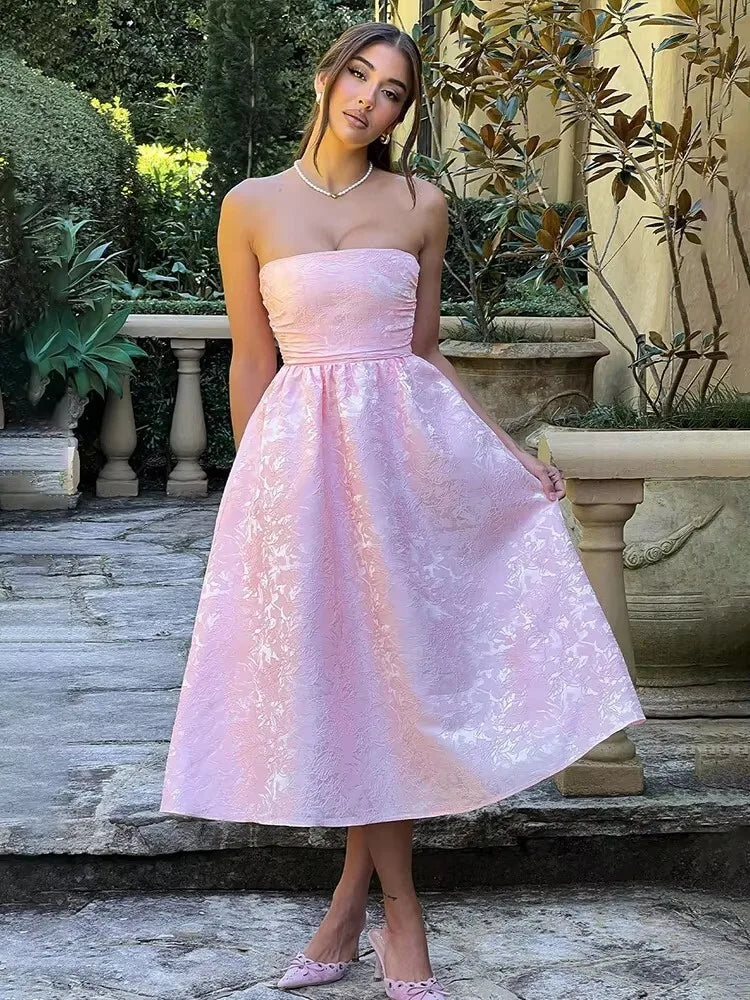 Bow Backless Jacquard A Line Mini Dress