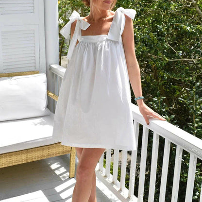 Square Neck Stripe Loose Floral Dress