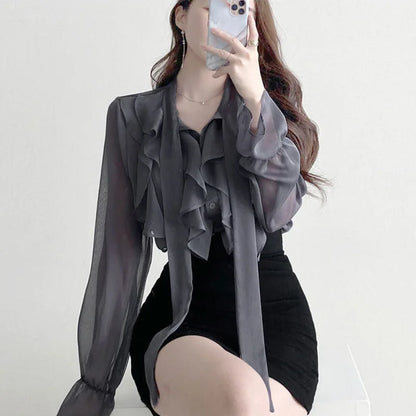 Chiffon Bow Office Lady Casual Blouse