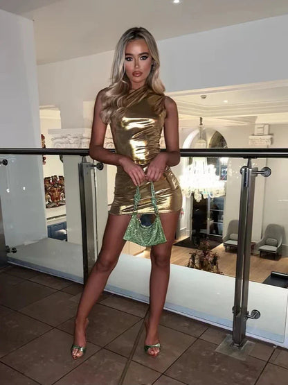 One Shoulder Irregular Skinny Mini Dress