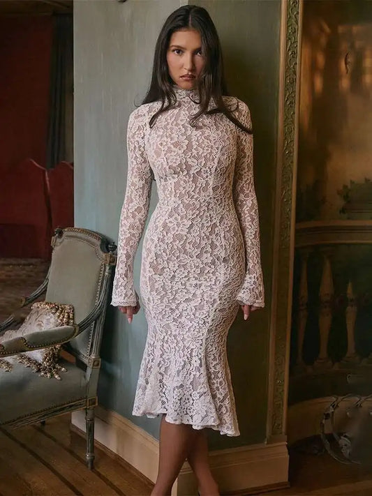 Slim Nightclub Party Lined Lace Dress