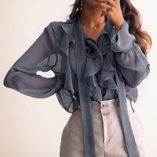 Chiffon Bow Office Lady Casual Blouse