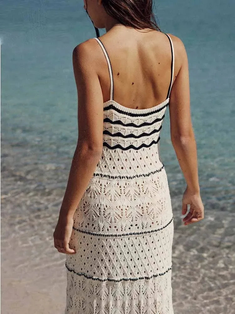 Crochet Slim Sling Sweater Long Summer Dress