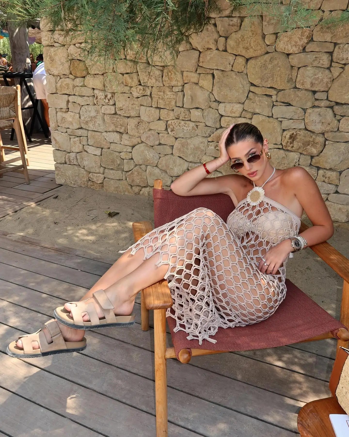 Sunflower Solid Mesh Sexy Three Piece Swim Sets