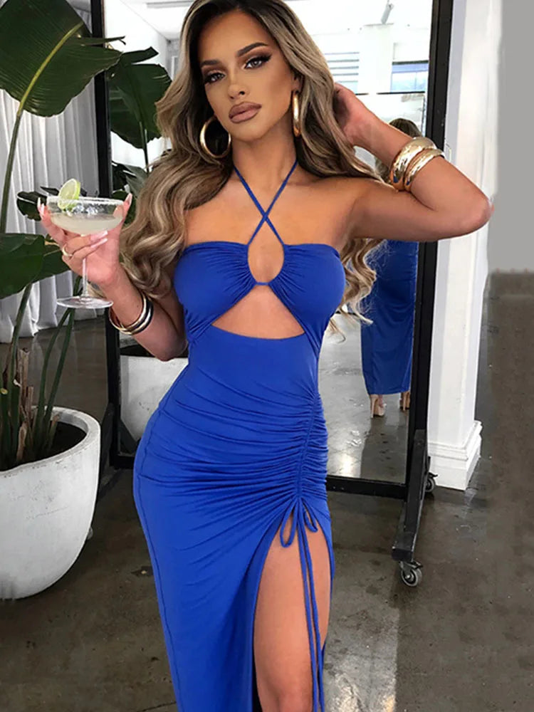 Sleeveless Sexy Backless Slim Midi Dress