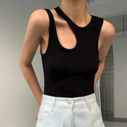 Y2K Casual White Hollow Sleeveless Cami Top