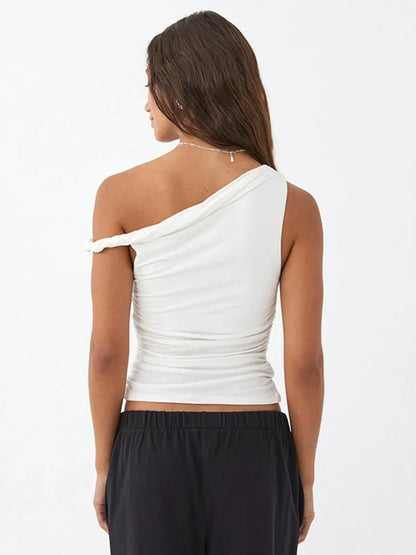 Basic Off-Shoulder Ruched Tank Top