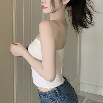 Solid Color Off-Shoulder Strapless