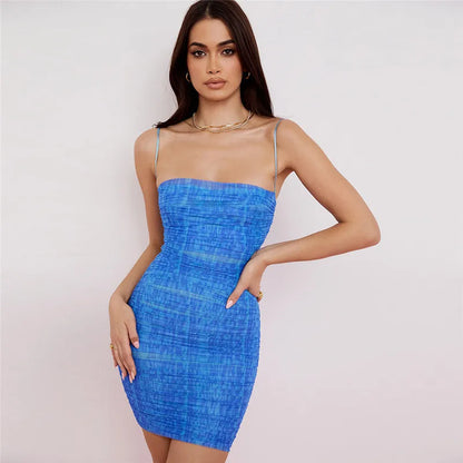 Pleated Ruched Low-cut Floral Dress