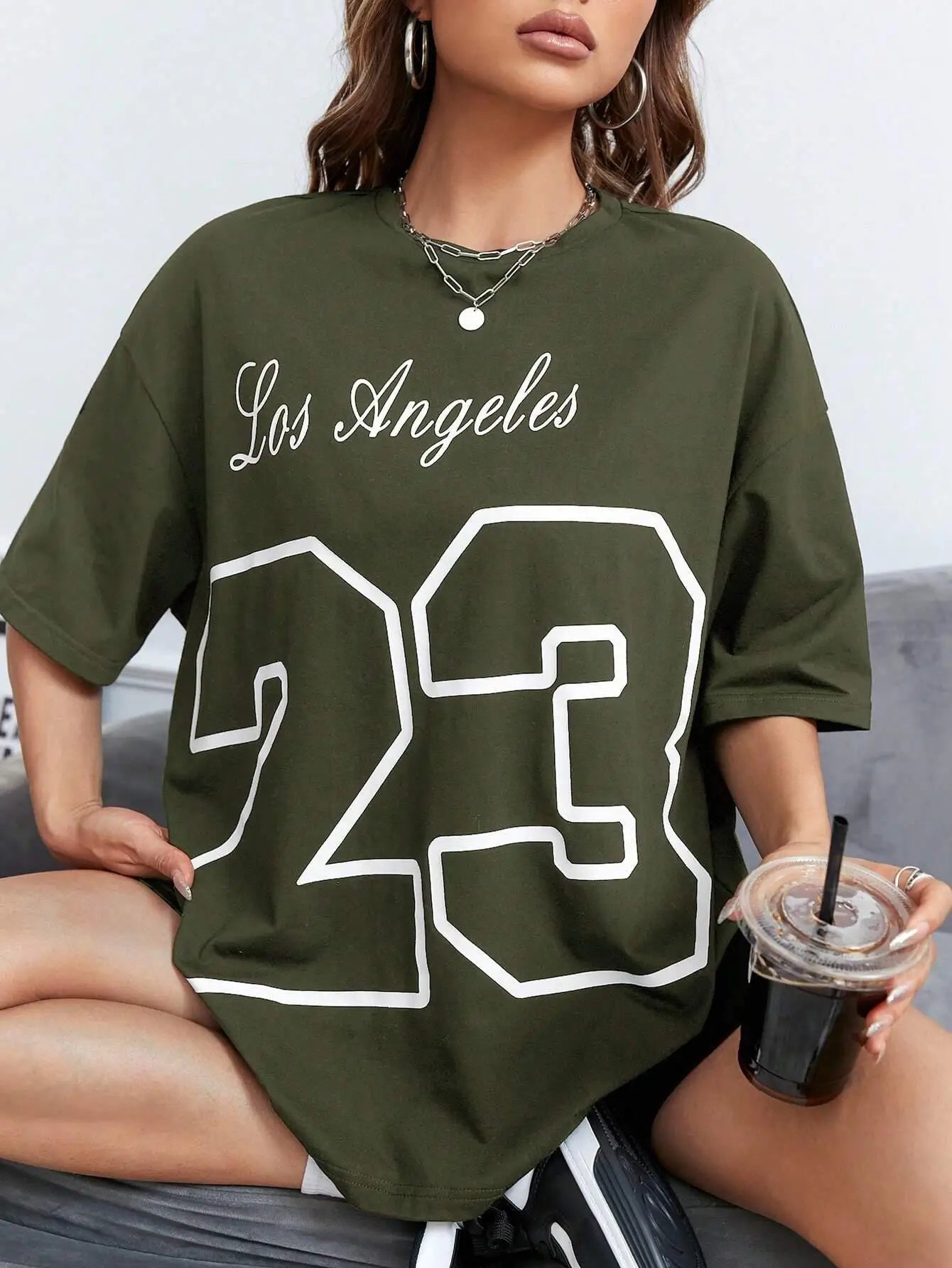 Los Angeles 23 Letter Print T-shirt