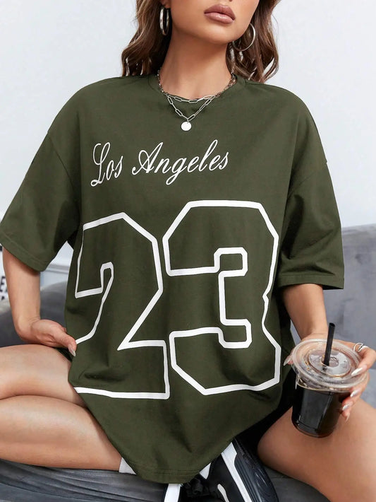 Los Angeles 23 Letter Print T-shirt