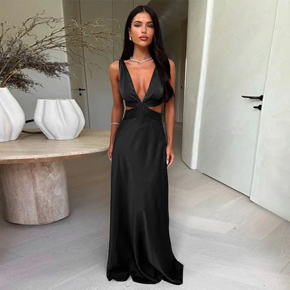 Hollow Slit High Waist Maxi Party Dress