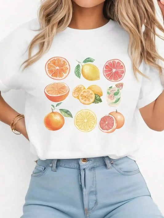 Lemon Orange Cocktail Cotton T-shirt