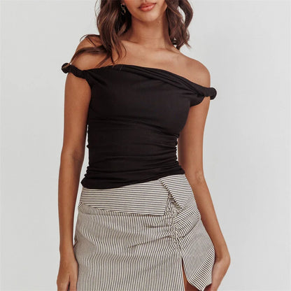 Slim Fit Solid Color Strapless