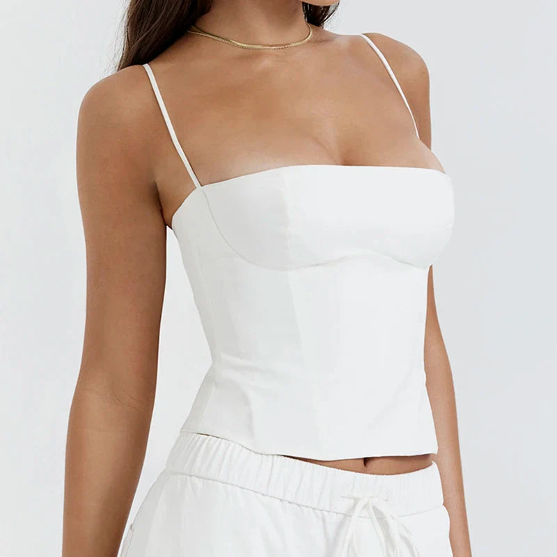 Summer Backless Zip-Up Bustier Cami Top