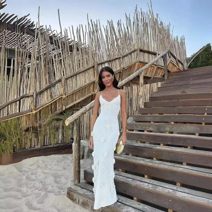 Knit Embroidered Sleeveless Maxi Dress