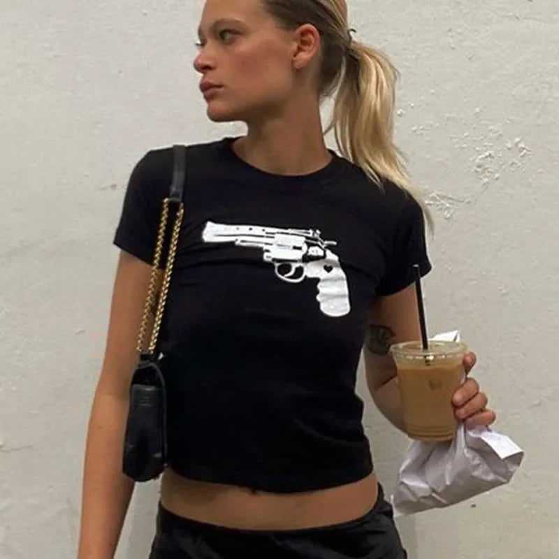 Gothic Grunge Print Kpop Crop Top