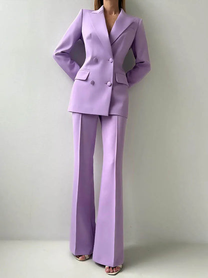 Purple Double Breasted Pant Suit