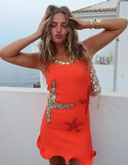 Starfish Sequin Slim Sling Mini Dress