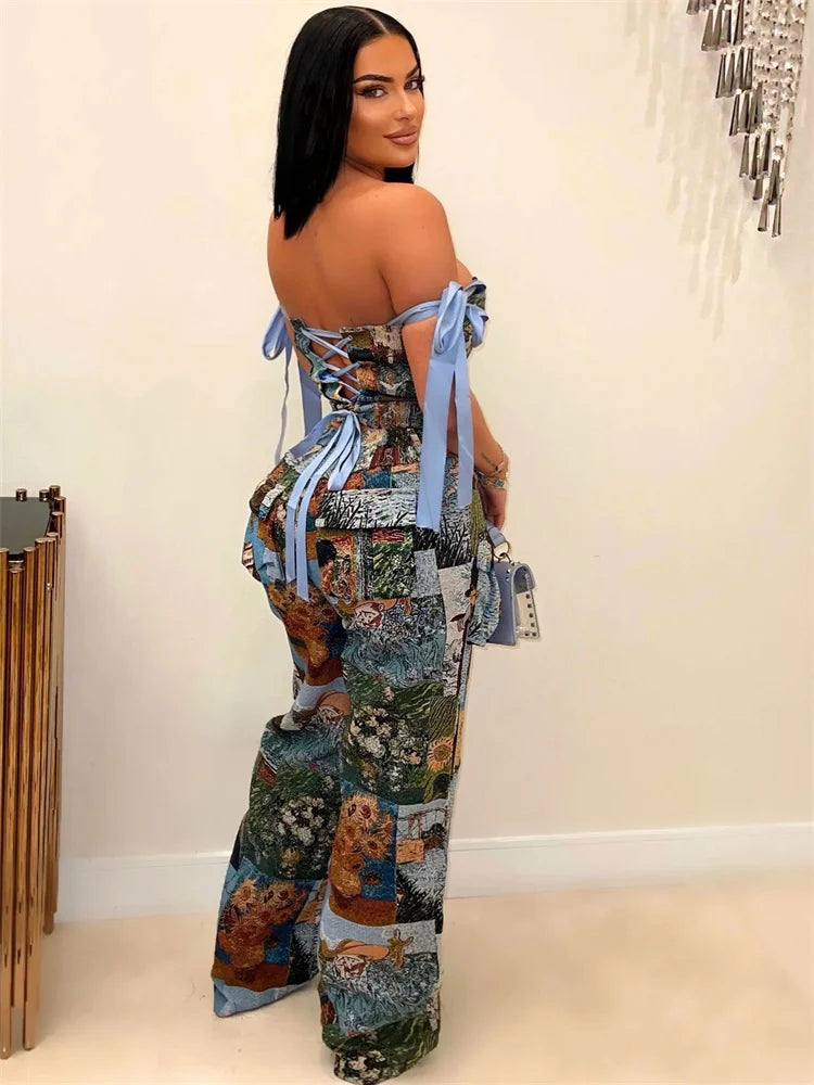 Tassel Corset Pocket Two Piece Pants Set