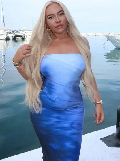 Strapless Off Shoulder Club Floral Dress