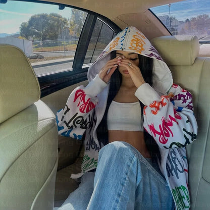 Letter Print Gothic Hoodie