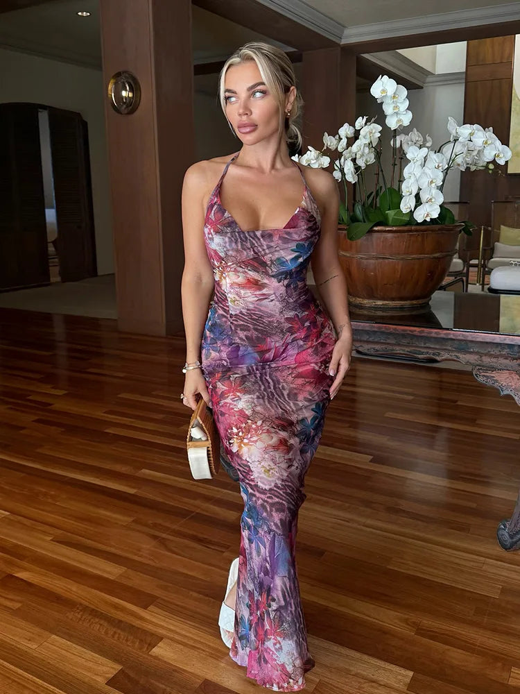 Halter Sheath Club Floral Dress