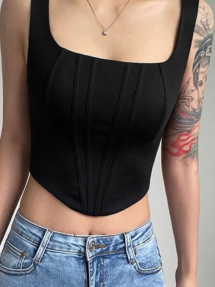 Sexy Square Neck Tight Backless Cami Top