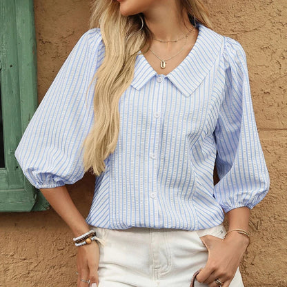 Casual Loose Striped Oversized Blouse