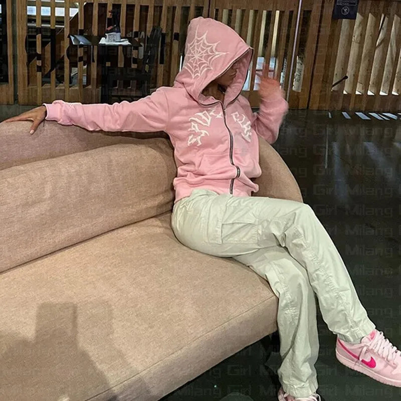 Spider Web Gothic Pullover Hoodie