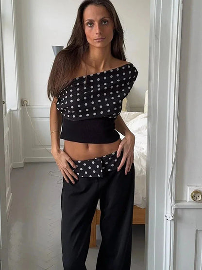 JULISSA MO Sexy Polka Dot Off Shoulder Cami Top