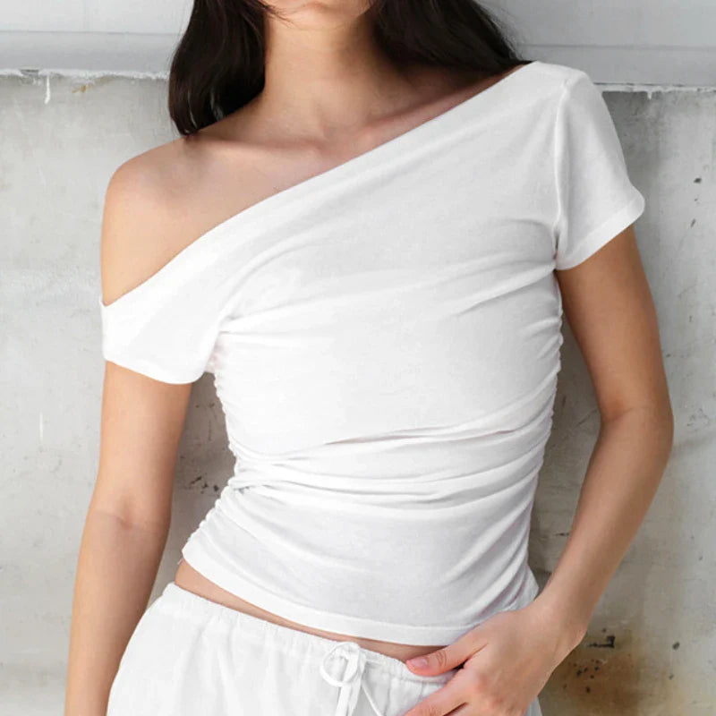 Skew Collar Slim Fit Tee Strapless