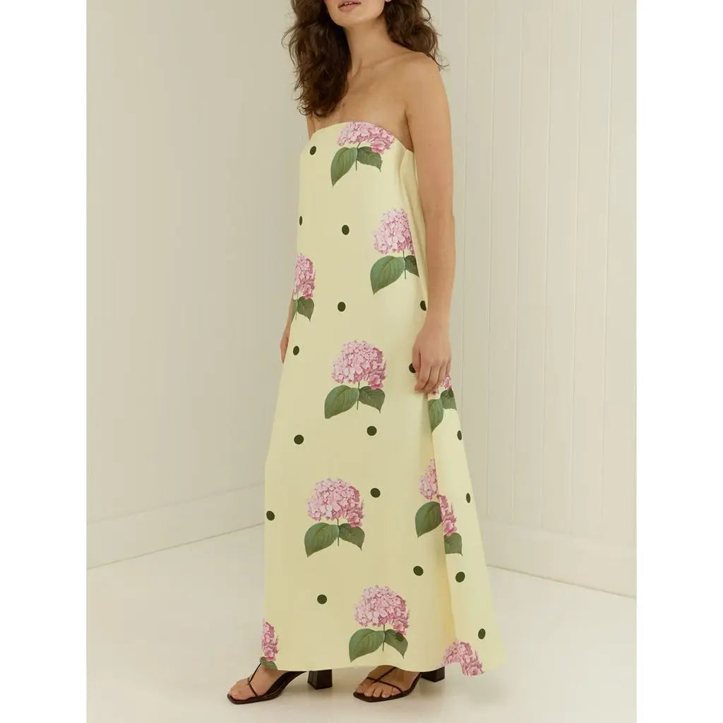 Strapless Loose Fit Tube Floral Dress