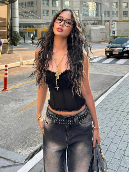 Folds Fishbone Patchwork Strapless