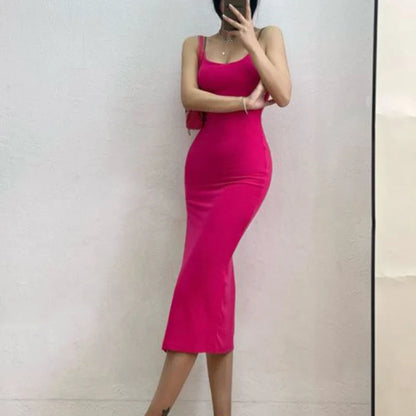 Sexy Sleeveless Slim High Split Midi Dress